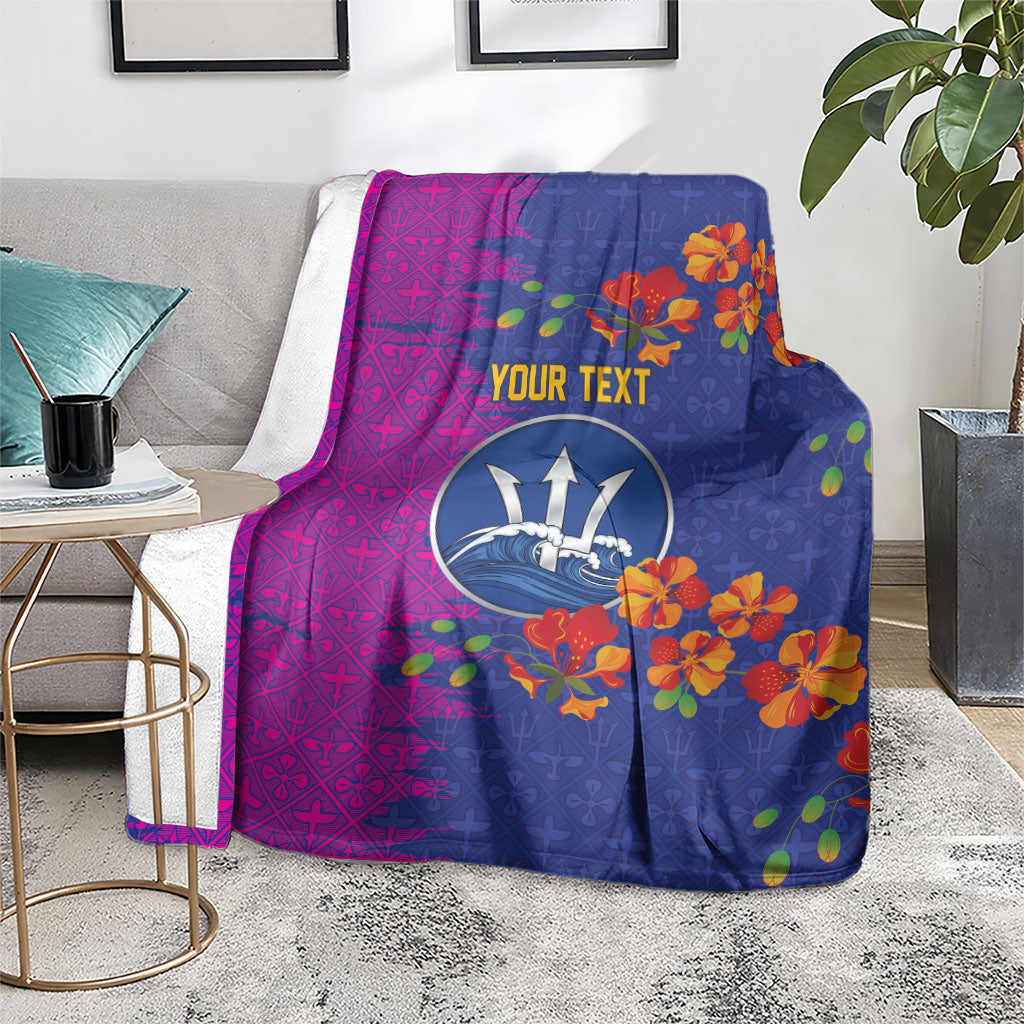 Custom Women’s Cricket Barbados Floral Series Blanket Blue Pink Pride of Barbados