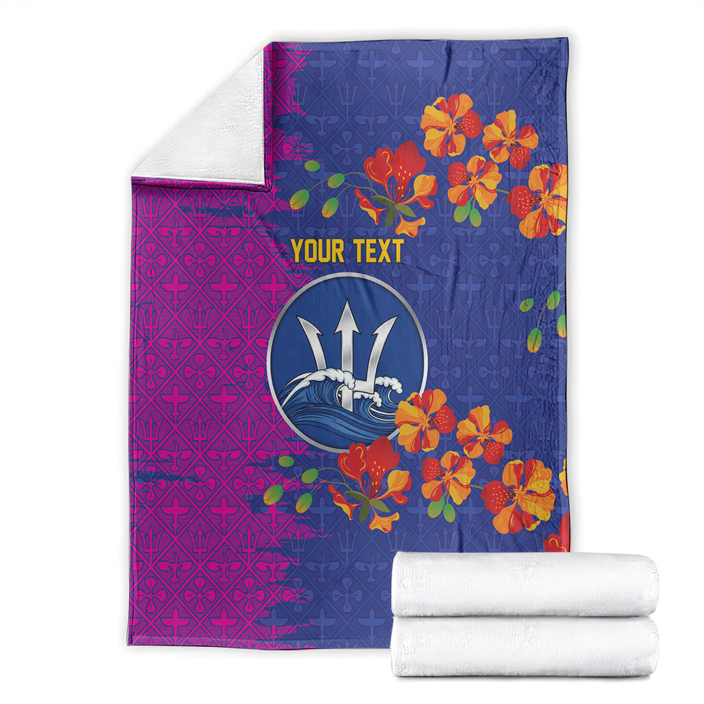 Custom Women’s Cricket Barbados Floral Series Blanket Blue Pink Pride of Barbados