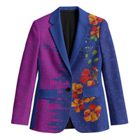 Custom Women’s Cricket Barbados Floral Series Blazer Blue Pink Pride of Barbados