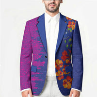Custom Women’s Cricket Barbados Floral Series Blazer Blue Pink Pride of Barbados