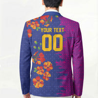 Custom Women’s Cricket Barbados Floral Series Blazer Blue Pink Pride of Barbados