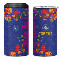 Custom Women’s Cricket Barbados Floral Series 4 in 1 Can Cooler Tumbler Blue Pink Pride of Barbados