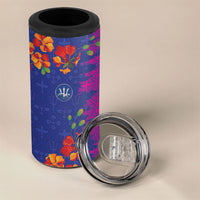 Custom Women’s Cricket Barbados Floral Series 4 in 1 Can Cooler Tumbler Blue Pink Pride of Barbados