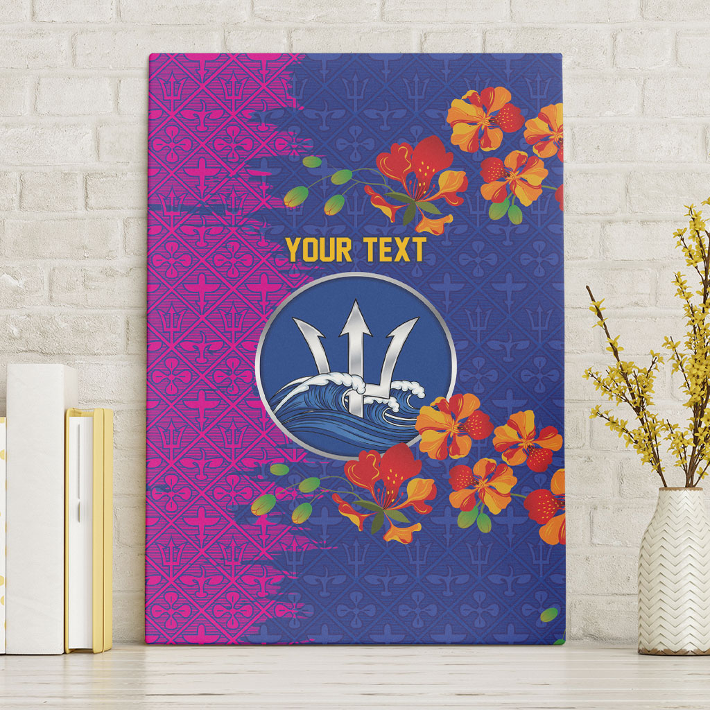 Custom Women’s Cricket Barbados Floral Series Canvas Wall Art Blue Pink Pride of Barbados