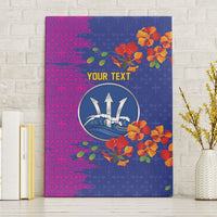 Custom Women’s Cricket Barbados Floral Series Canvas Wall Art Blue Pink Pride of Barbados