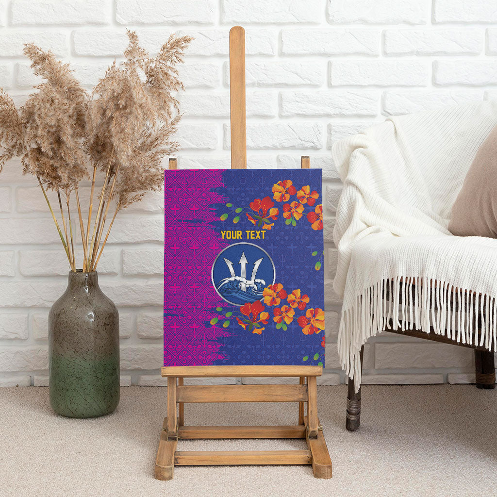 Custom Women’s Cricket Barbados Floral Series Canvas Wall Art Blue Pink Pride of Barbados