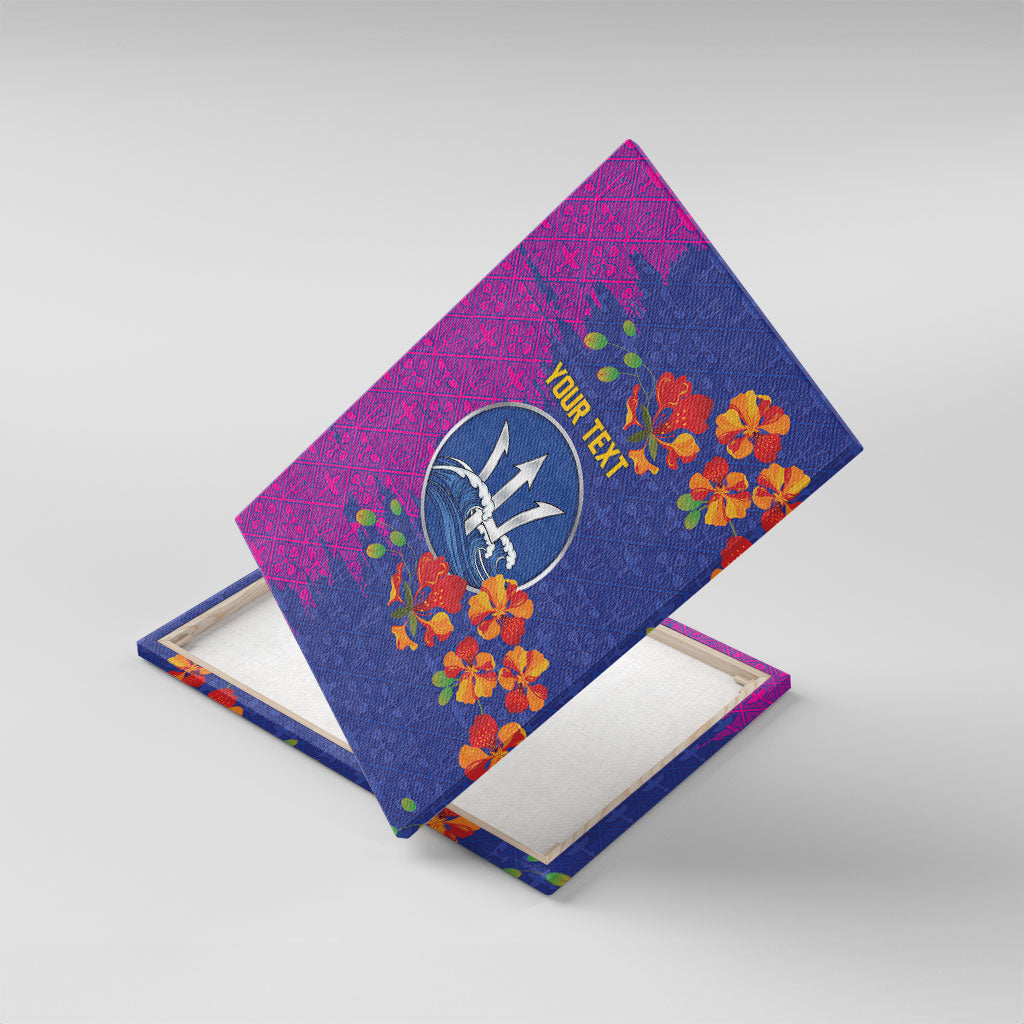 Custom Women’s Cricket Barbados Floral Series Canvas Wall Art Blue Pink Pride of Barbados