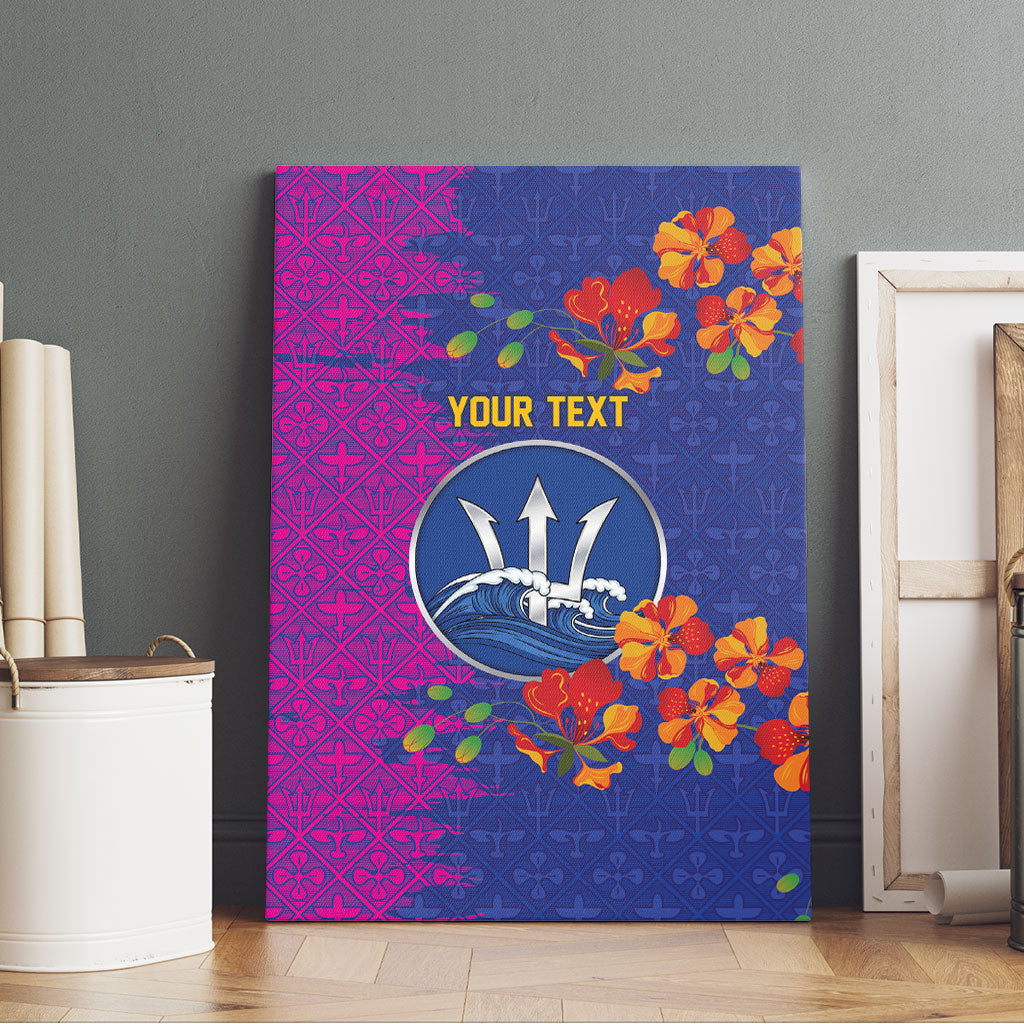 Custom Women’s Cricket Barbados Floral Series Canvas Wall Art Blue Pink Pride of Barbados