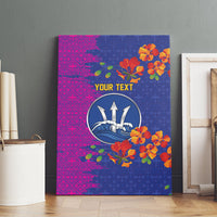 Custom Women’s Cricket Barbados Floral Series Canvas Wall Art Blue Pink Pride of Barbados