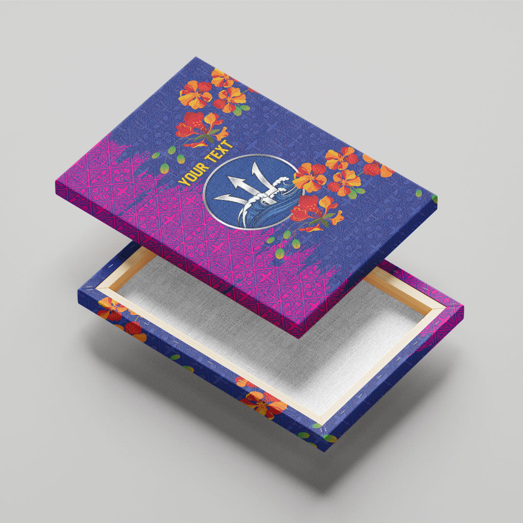 Custom Women’s Cricket Barbados Floral Series Canvas Wall Art Blue Pink Pride of Barbados