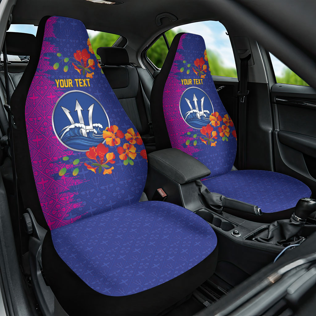 Custom Women’s Cricket Barbados Floral Series Car Seat Cover Blue Pink Pride of Barbados