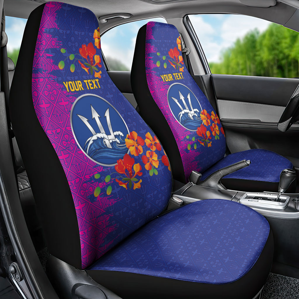 Custom Women’s Cricket Barbados Floral Series Car Seat Cover Blue Pink Pride of Barbados