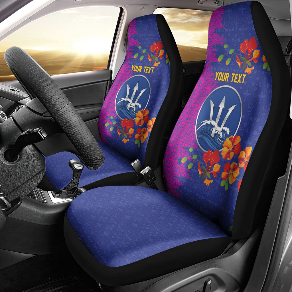Custom Women’s Cricket Barbados Floral Series Car Seat Cover Blue Pink Pride of Barbados