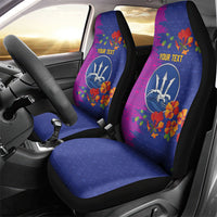 Custom Women’s Cricket Barbados Floral Series Car Seat Cover Blue Pink Pride of Barbados