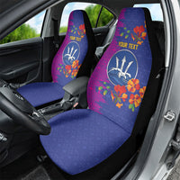 Custom Women’s Cricket Barbados Floral Series Car Seat Cover Blue Pink Pride of Barbados