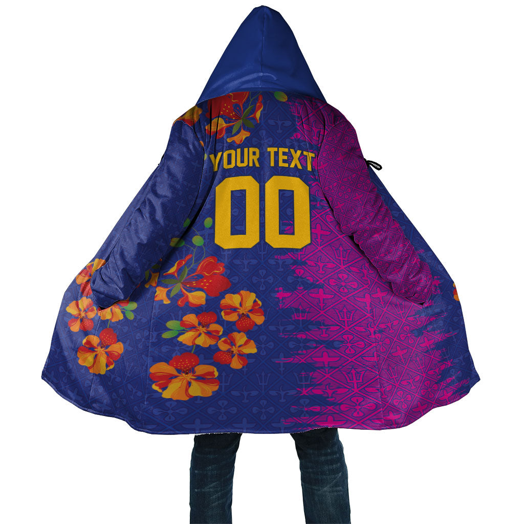 Custom Women’s Cricket Barbados Floral Series Cloak Blue Pink Pride of Barbados