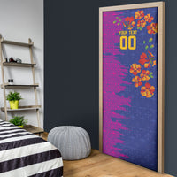 Custom Women’s Cricket Barbados Floral Series Door Cover Blue Pink Pride of Barbados
