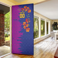 Custom Women’s Cricket Barbados Floral Series Door Cover Blue Pink Pride of Barbados