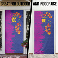 Custom Women’s Cricket Barbados Floral Series Door Cover Blue Pink Pride of Barbados