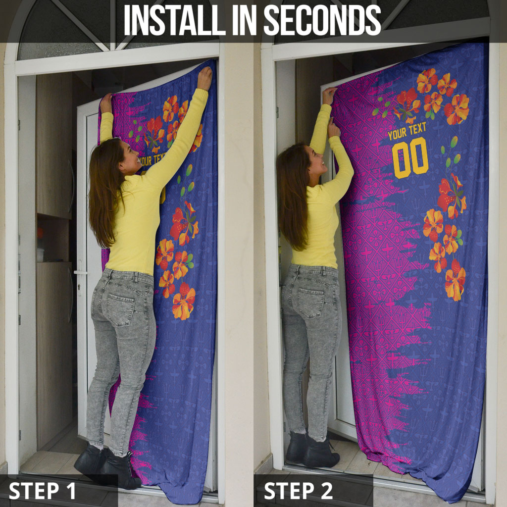 Custom Women’s Cricket Barbados Floral Series Door Cover Blue Pink Pride of Barbados