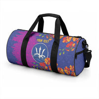 Custom Women’s Cricket Barbados Floral Series Duffle Bag Blue Pink Pride of Barbados
