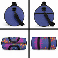 Custom Women’s Cricket Barbados Floral Series Duffle Bag Blue Pink Pride of Barbados