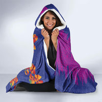 Custom Women’s Cricket Barbados Floral Series Hooded Blanket Blue Pink Pride of Barbados