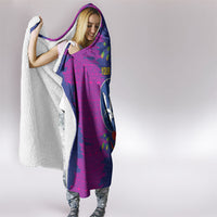 Custom Women’s Cricket Barbados Floral Series Hooded Blanket Blue Pink Pride of Barbados
