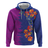 Custom Women’s Cricket Barbados Floral Series Hoodie Blue Pink Pride of Barbados