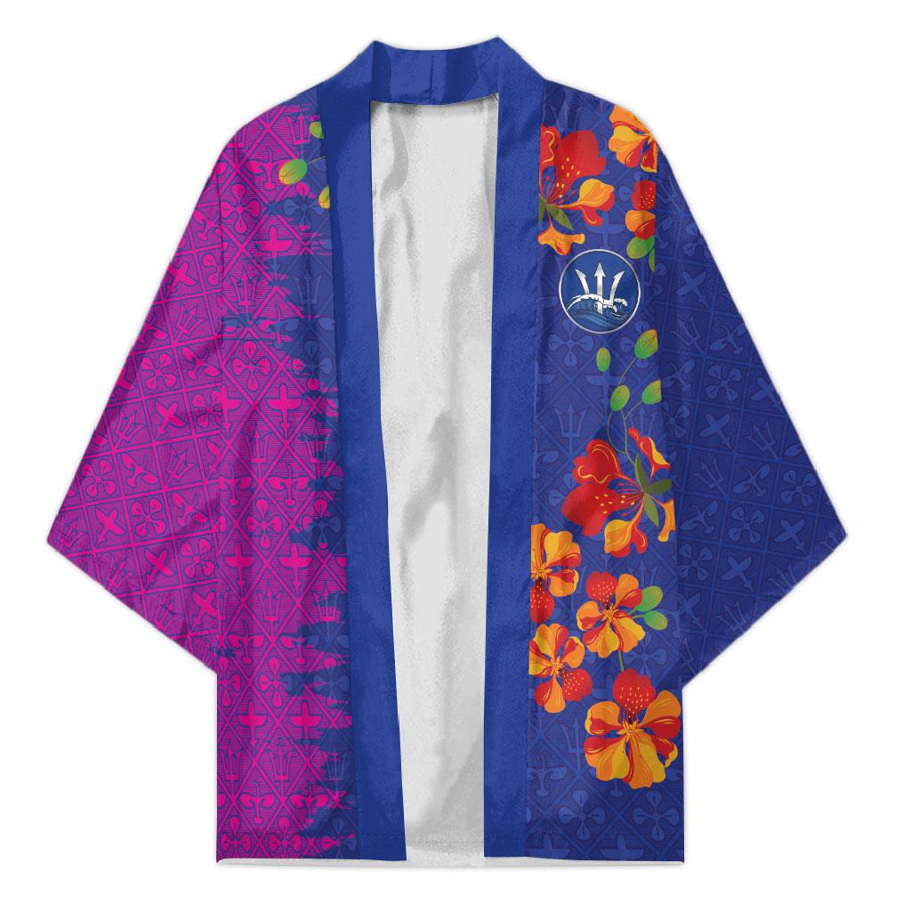 Custom Women’s Cricket Barbados Floral Series Kimono Blue Pink Pride of Barbados