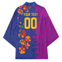 Custom Women’s Cricket Barbados Floral Series Kimono Blue Pink Pride of Barbados