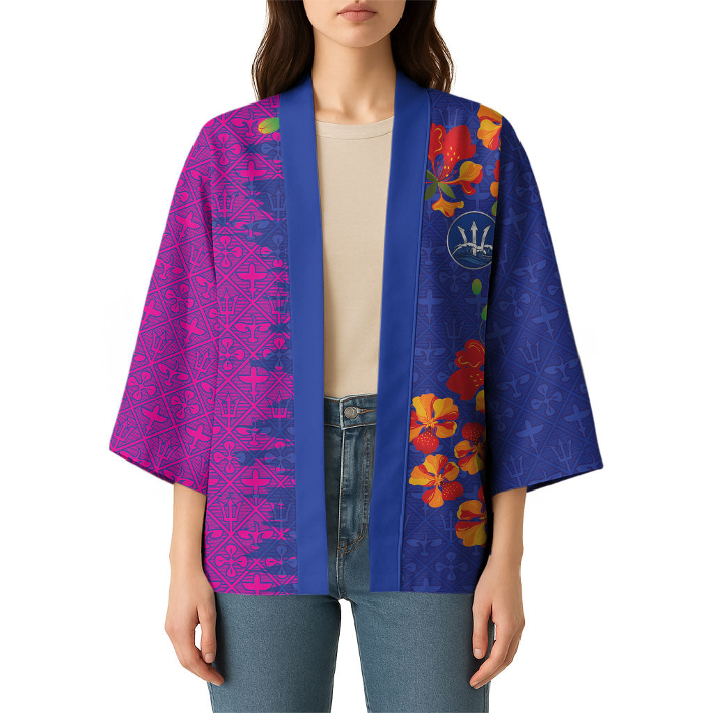 Custom Women’s Cricket Barbados Floral Series Kimono Blue Pink Pride of Barbados