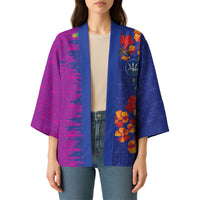 Custom Women’s Cricket Barbados Floral Series Kimono Blue Pink Pride of Barbados