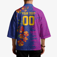 Custom Women’s Cricket Barbados Floral Series Kimono Blue Pink Pride of Barbados
