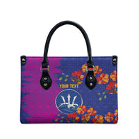 Custom Women’s Cricket Barbados Floral Series Leather Bag Blue Pink Pride of Barbados