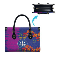 Custom Women’s Cricket Barbados Floral Series Leather Bag Blue Pink Pride of Barbados
