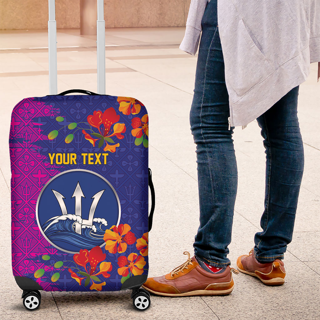 Custom Women’s Cricket Barbados Floral Series Luggage Cover Blue Pink Pride of Barbados