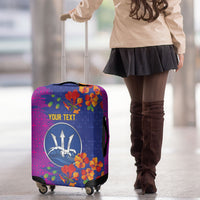 Custom Women’s Cricket Barbados Floral Series Luggage Cover Blue Pink Pride of Barbados