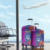 Custom Women’s Cricket Barbados Floral Series Luggage Cover Blue Pink Pride of Barbados