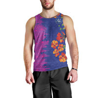 Custom Women’s Cricket Barbados Floral Series Men Tank Top Blue Pink Pride of Barbados