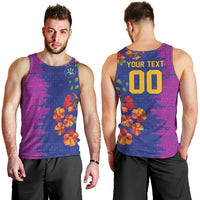 Custom Women’s Cricket Barbados Floral Series Men Tank Top Blue Pink Pride of Barbados