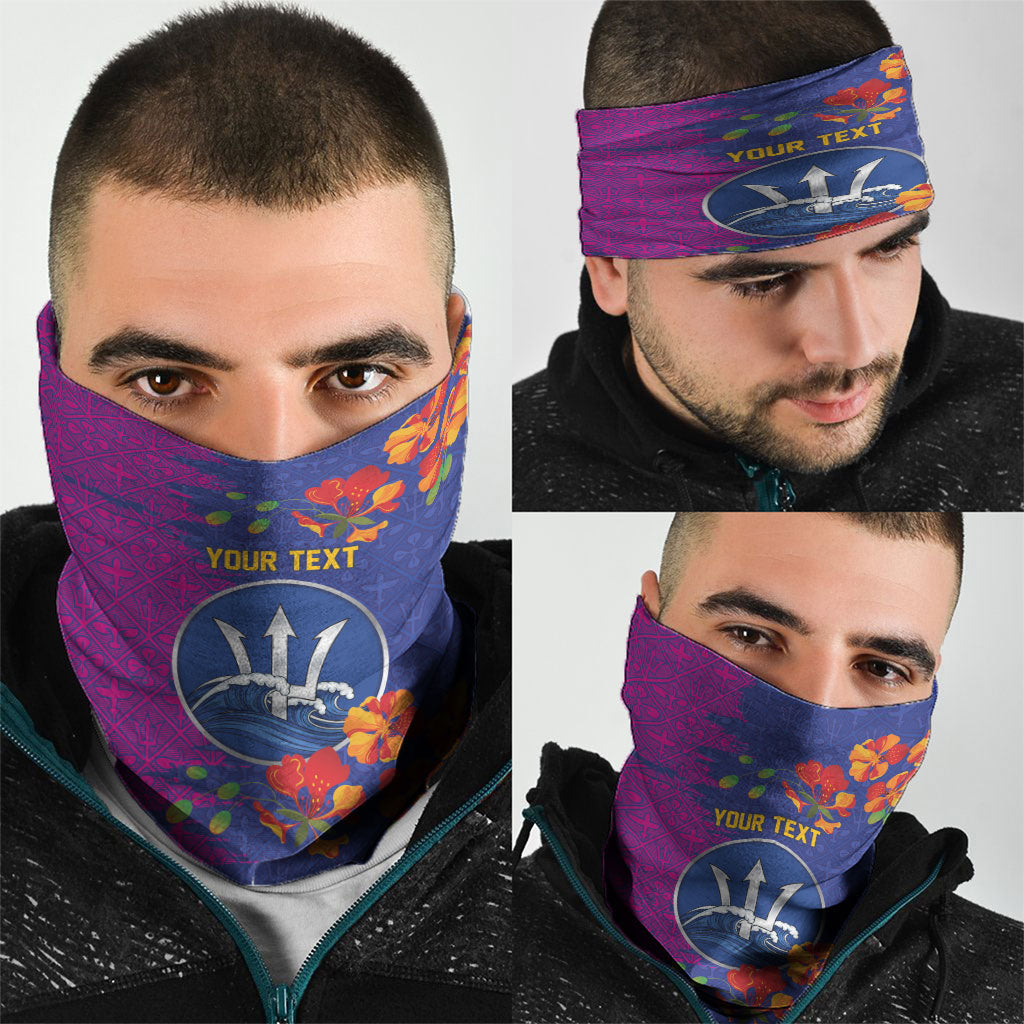 Custom Women’s Cricket Barbados Floral Series Neck Gaiter Blue Pink Pride of Barbados