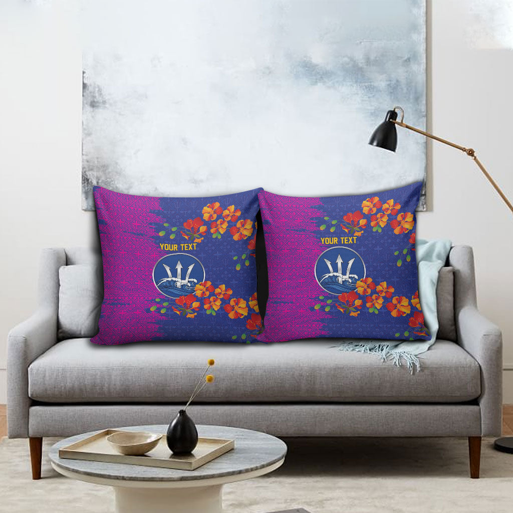 Custom Women’s Cricket Barbados Floral Series Pillow Cover Blue Pink Pride of Barbados