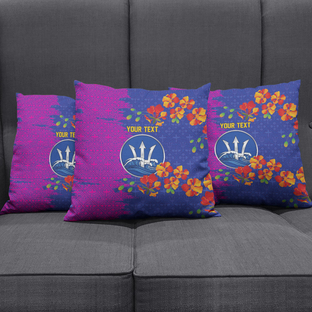 Custom Women’s Cricket Barbados Floral Series Pillow Cover Blue Pink Pride of Barbados