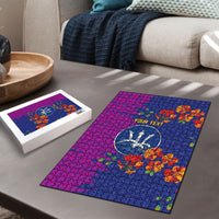Custom Women’s Cricket Barbados Floral Series Puzzle Blue Pink Pride of Barbados