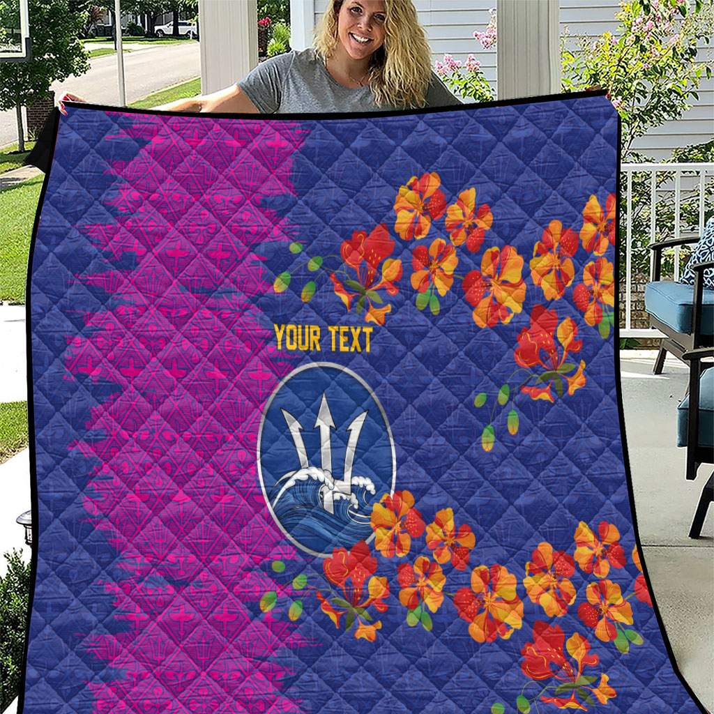 Custom Women’s Cricket Barbados Floral Series Quilt Blue Pink Pride of Barbados
