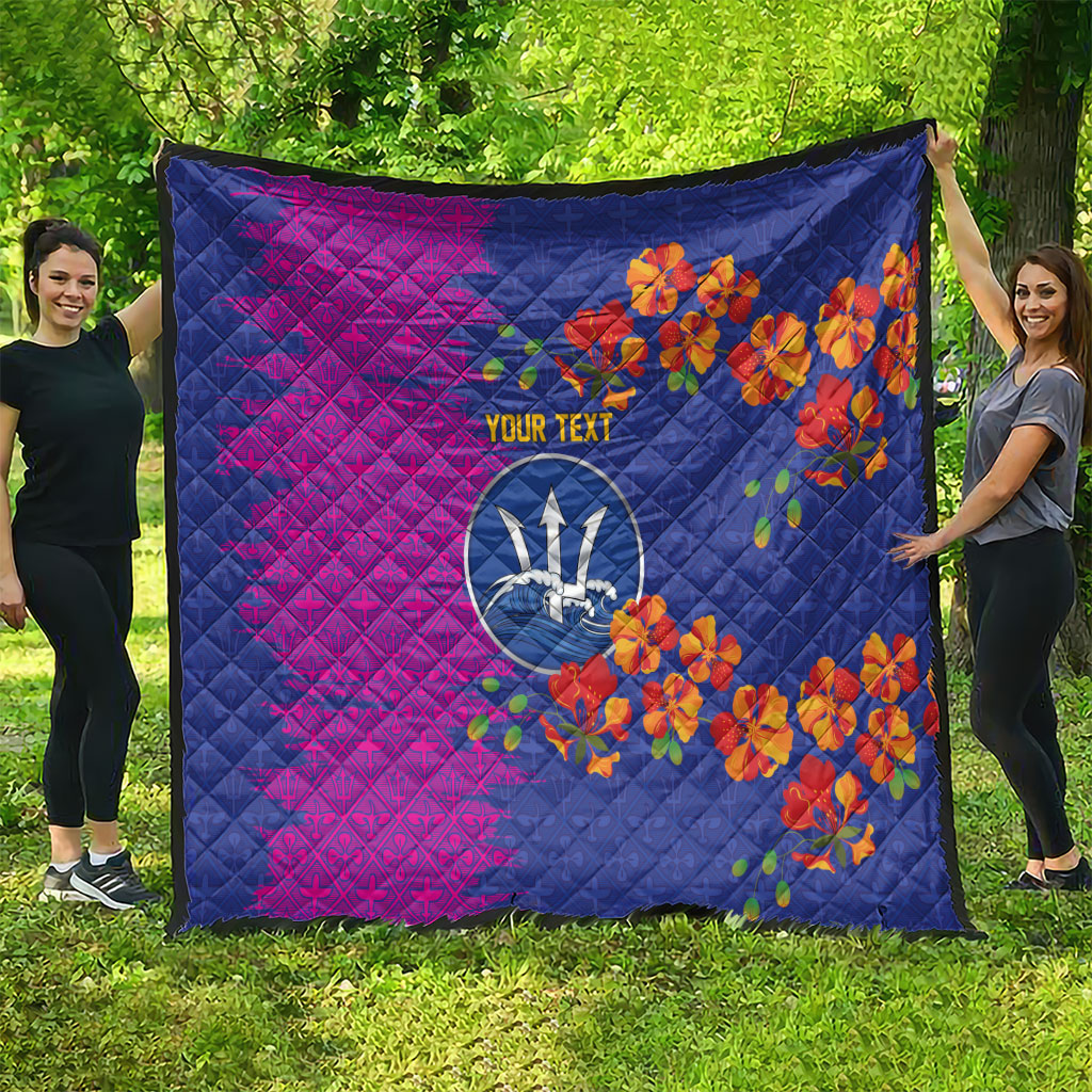 Custom Women’s Cricket Barbados Floral Series Quilt Blue Pink Pride of Barbados