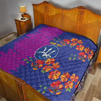 Custom Women’s Cricket Barbados Floral Series Quilt Blue Pink Pride of Barbados