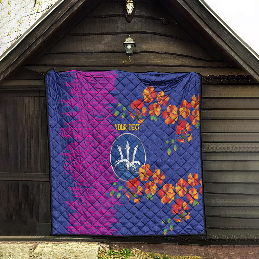 Custom Women’s Cricket Barbados Floral Series Quilt Blue Pink Pride of Barbados