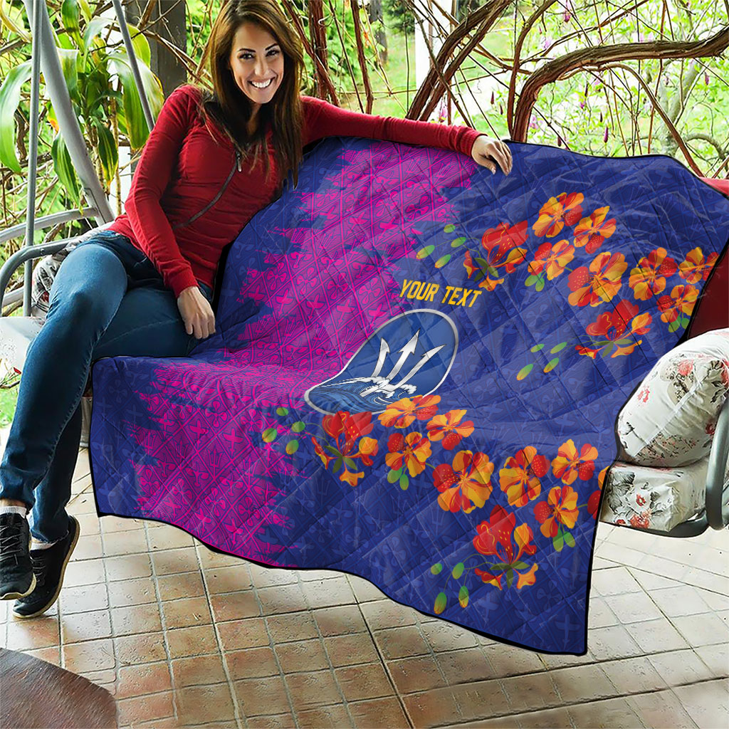 Custom Women’s Cricket Barbados Floral Series Quilt Blue Pink Pride of Barbados